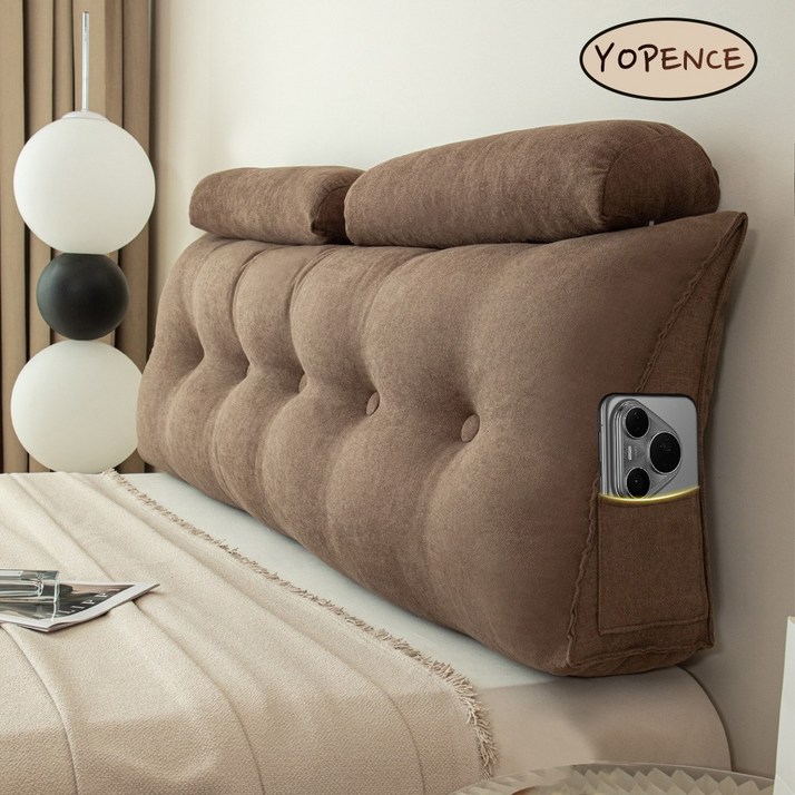 Yopence 고급스러운 삼각 등받이쿠션 초대형 침대헤드쿠션 침대용 헤드쿠션 롱 허리쿠션