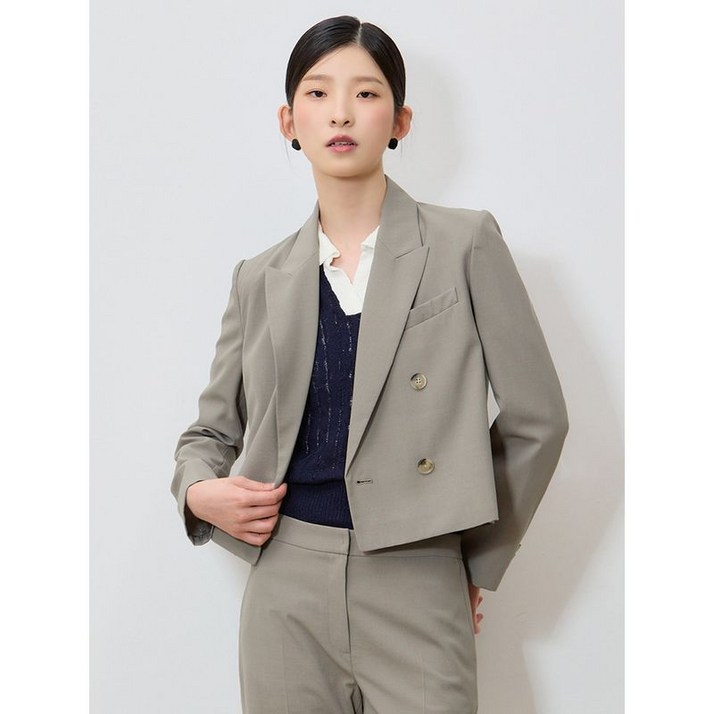 리스트 2SET 미니멀 크롭 재킷+와이드 팬츠 2종세트 택가격 366000원