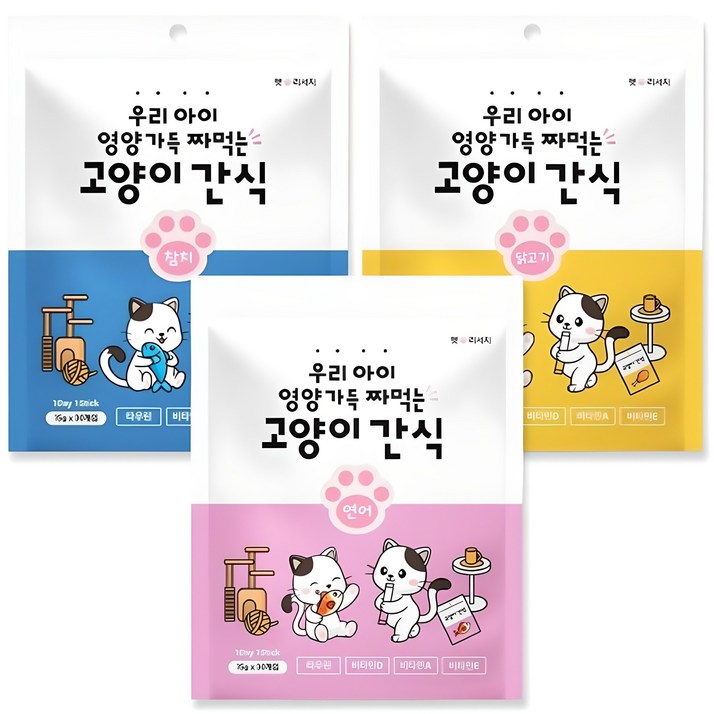 퐁츄르 짜먹는 고양이 간식, 참치연어닭고기, 15g, 90개