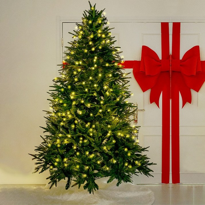 유판 크리스마스 트리 무장식 고급PE혼합 전나무 오너먼트 풀세트, B 트리조명