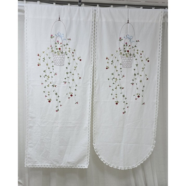 광목자수 가리개커튼/가린막커튼/배란다가리개