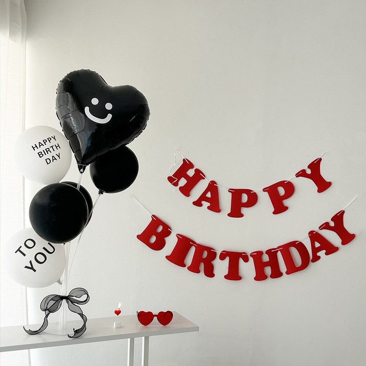 하피블리 생일가랜드 생일파티 용품 세트, 생일가랜드레드
