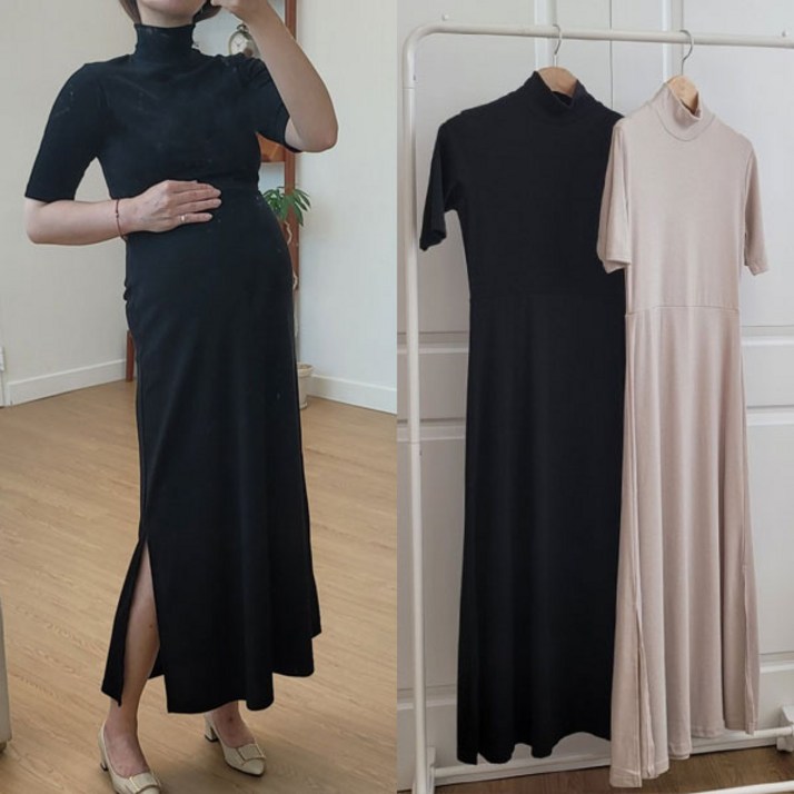 하프넥 주수 만삭촬영 원피스 임부복 임부원피스 임산부드레스