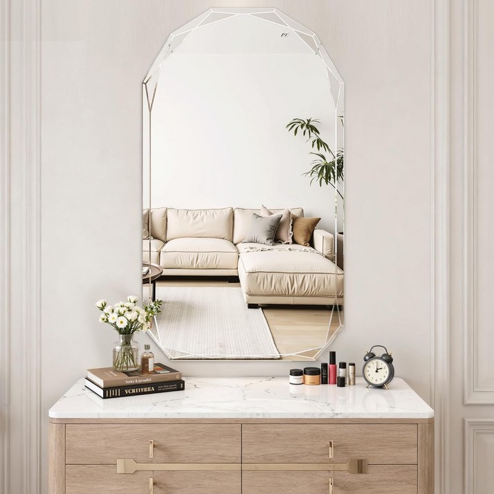 안토크 비정형 화장대 거울 욕시거울 벽거울 50 60 70 75 90 95 100 120cm, 실버(75*100cm)