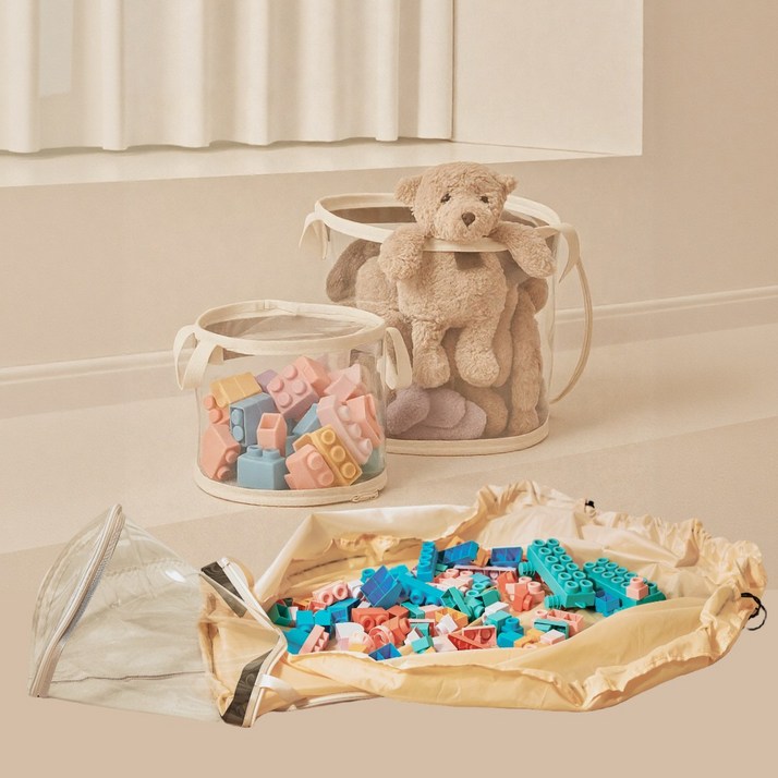 코오낸내 레고 정리함 장난감 정리함 수납함 블럭 듀플로 투명 TPU 놀이매트