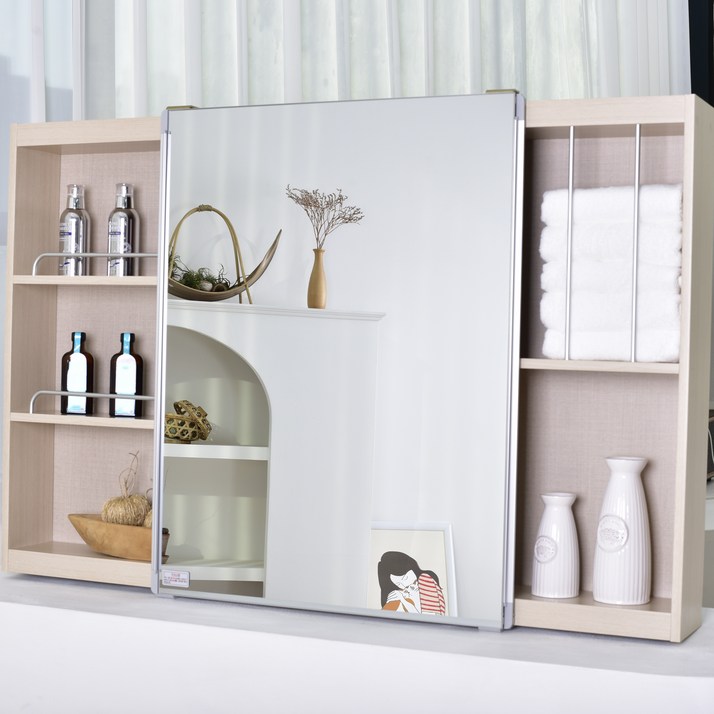 바스퍼 욕실 거울 수납장 화장실 슬라이드장, 아이보리, 1개