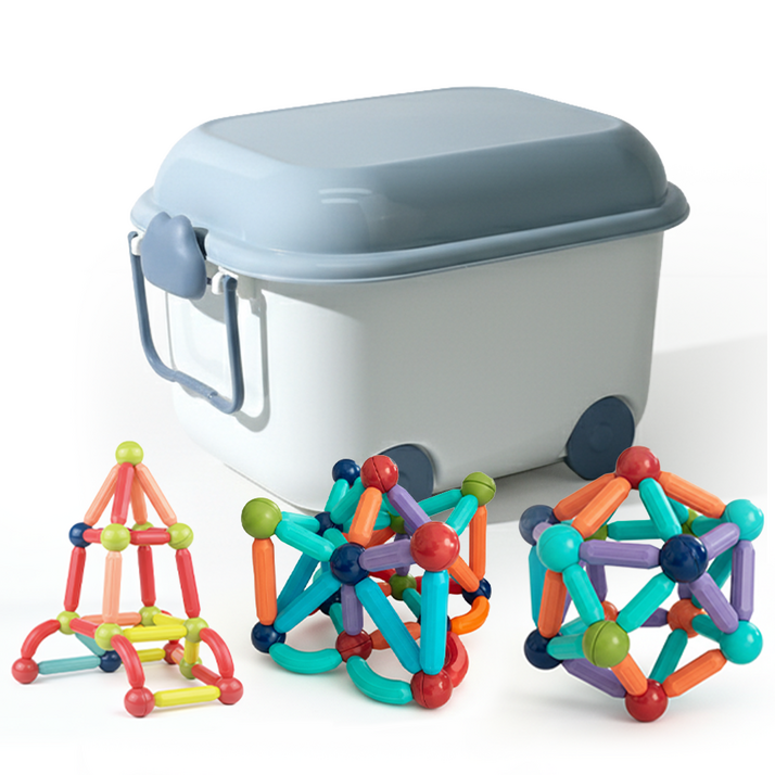 이큐나라 입체 자석블럭 100pcs 창의력발달 아기 자석놀이 세트