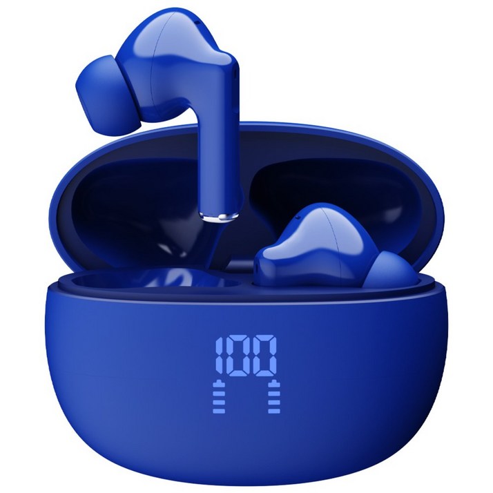 프랑스 톰슨 ENC 노이즈 캔슬링 LED 블루투스 6.0 이어폰 무선 방수, 블루 TBE201B