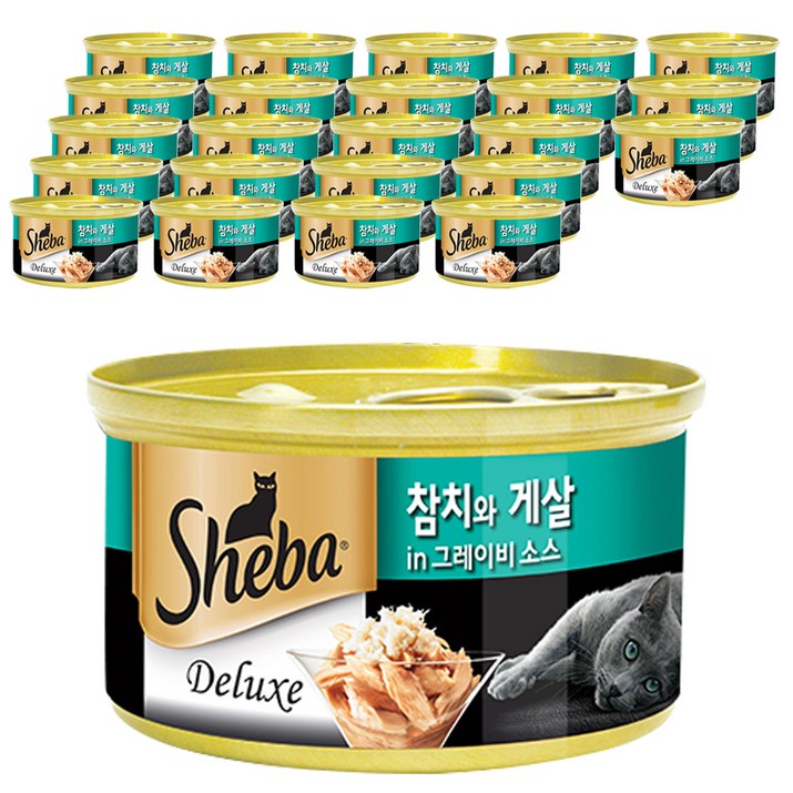 쉬바 1세 이상 고양이 간식 캔, 24개, 혼합맛(참치/게살)