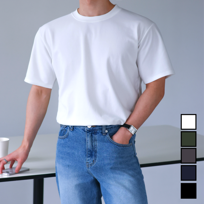남성용 구김없는 탄탄한 분또 반팔 티셔츠 빅사이즈 5컬러 M5XL 60981