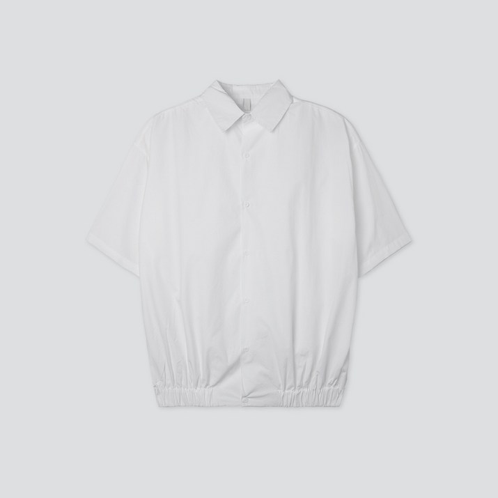 바텀 밴딩 미니멀 반팔 셔츠화이트