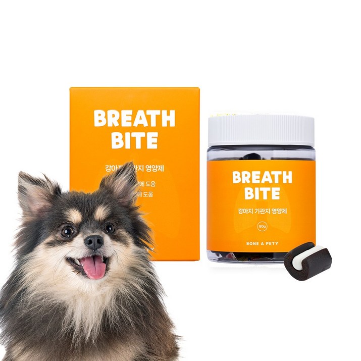 본아페티 강아지 기관지 협착증 거위소리 기침 면역력 영양제 브레스바이트, 기관지 호흡기 예방, 1개