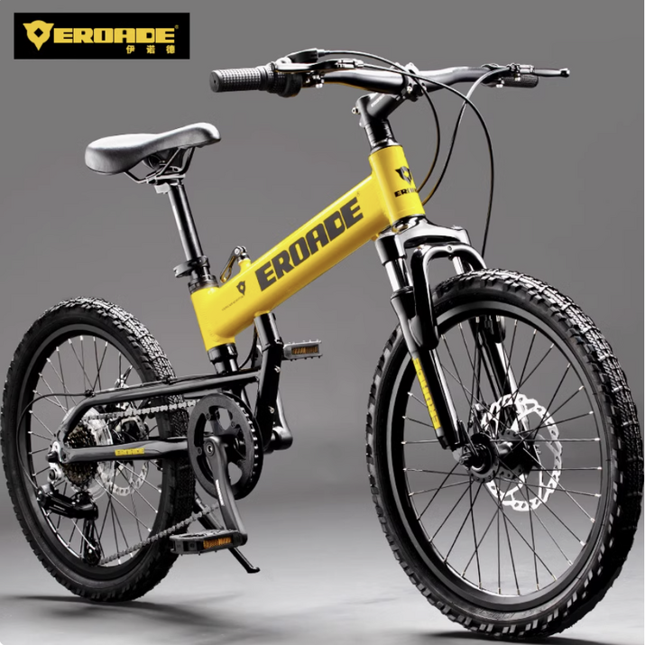 엘모빌 접이식 MTB 산악 자전거 튼튼한 오프로드 초경량 남녀공용, 옐로우 22인치, 1개, 150cm