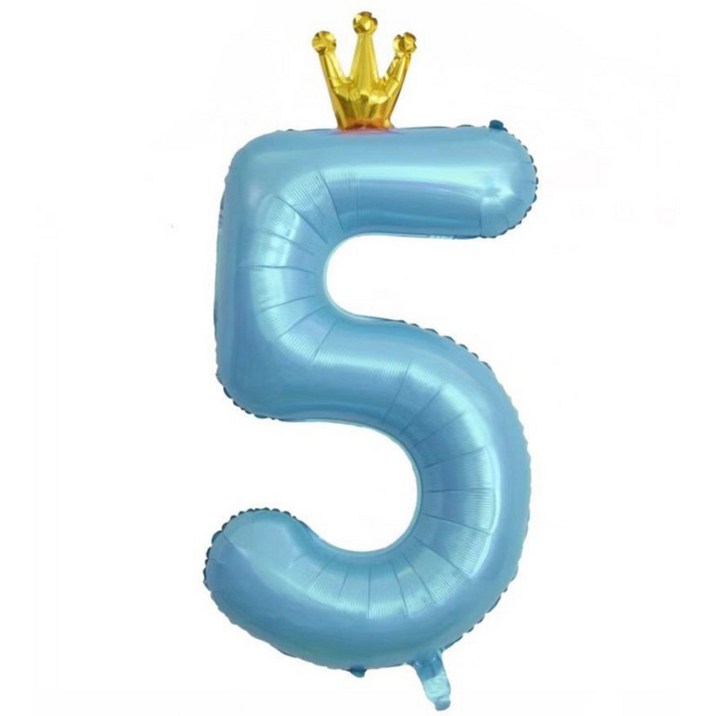 이자벨홈 생일파티 왕관 숫자 풍선 5 초대형, 블루, 1개
