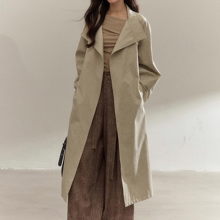 비비에모 에르노바 하이넥 원버튼 트렌치 롱 코트 11662