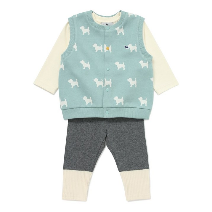 1111일까지 특가 블루독베이비 베스트 상하 3종 SET, 가을 겨울 유아 외출복