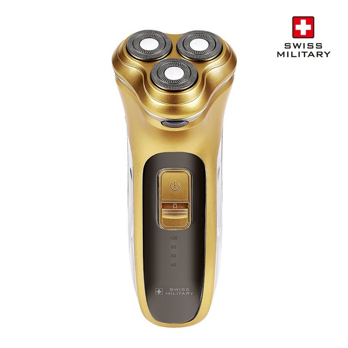 스위스밀리터리 3중날 충전식 골드 전기면도기 SMS W900 A 미라스