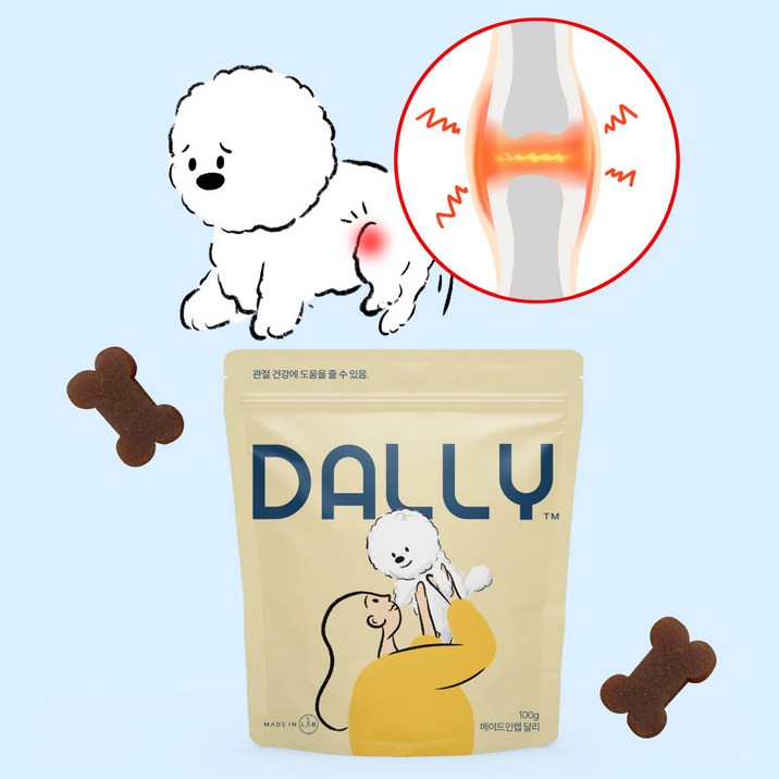관절통증감소 식약처 인정원료 사용 메이드인랩 강아지 관절 영양제 달리 100g, 강황, 1개, 관절