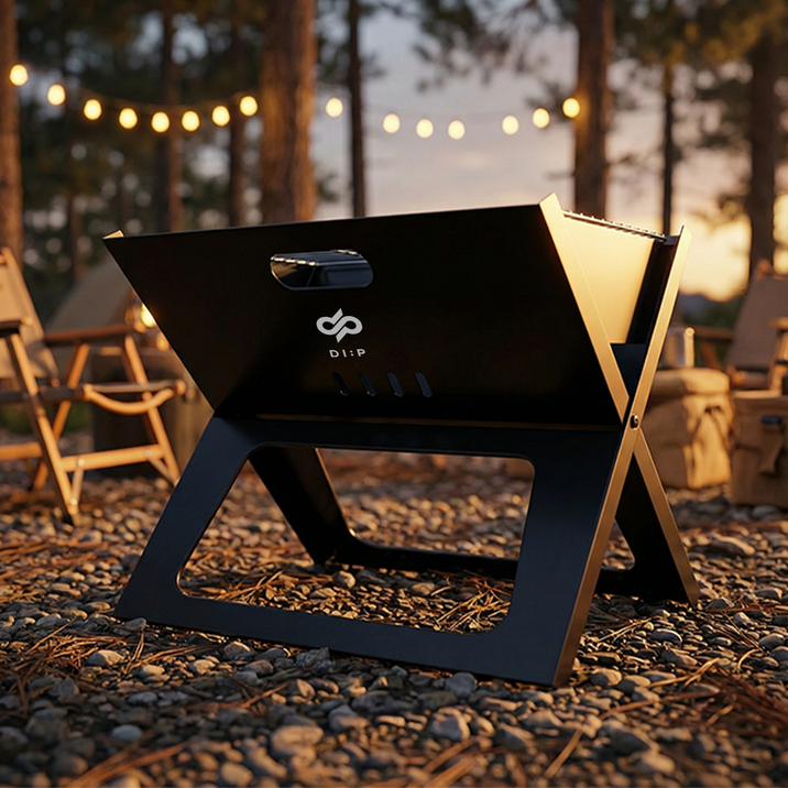 디프 접이식 캠핑 미니 화로 바베큐 그릴 숯불 화롯대