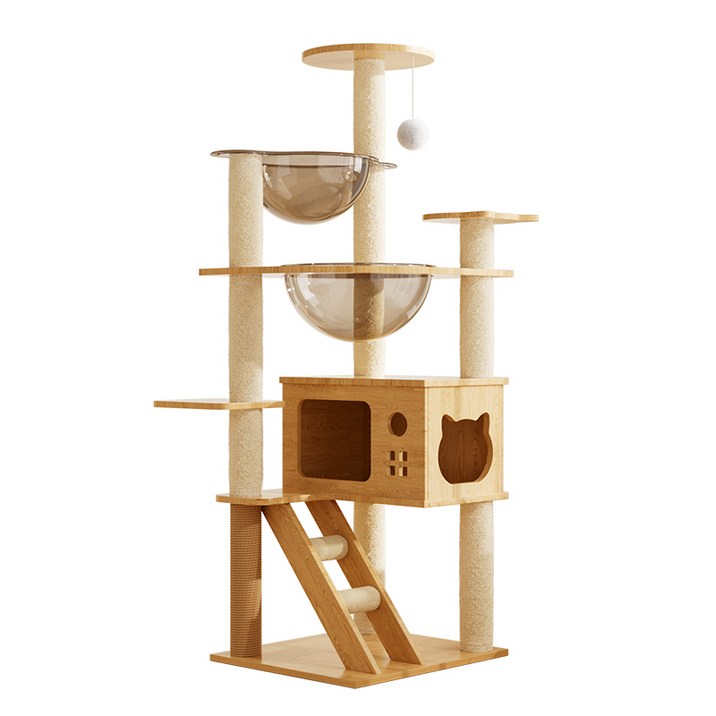 콜콜러브 원목 캣타워 고양이 스크래쳐 가정용 다층 캣 점프대 바닥 설치형 고양이집 고양이 숨숨집 고양이장난감