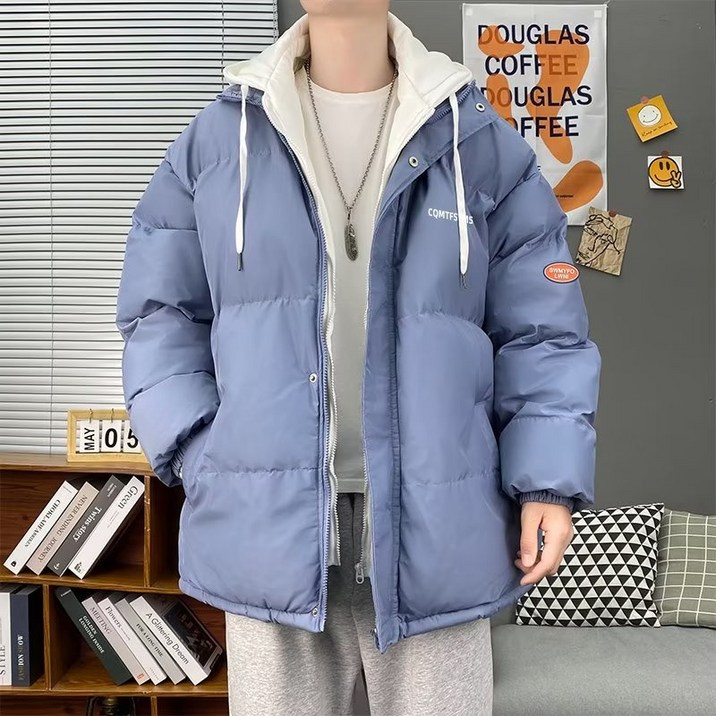 패딩 남 겨울 후드 면 코트