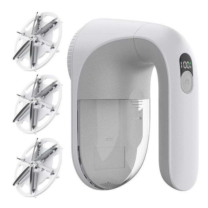 SmartGo 프리미엄 보풀제거기 휴대용 충전식 6중날 대용량 세탁소용 강력한 보풀제거기, 화이트