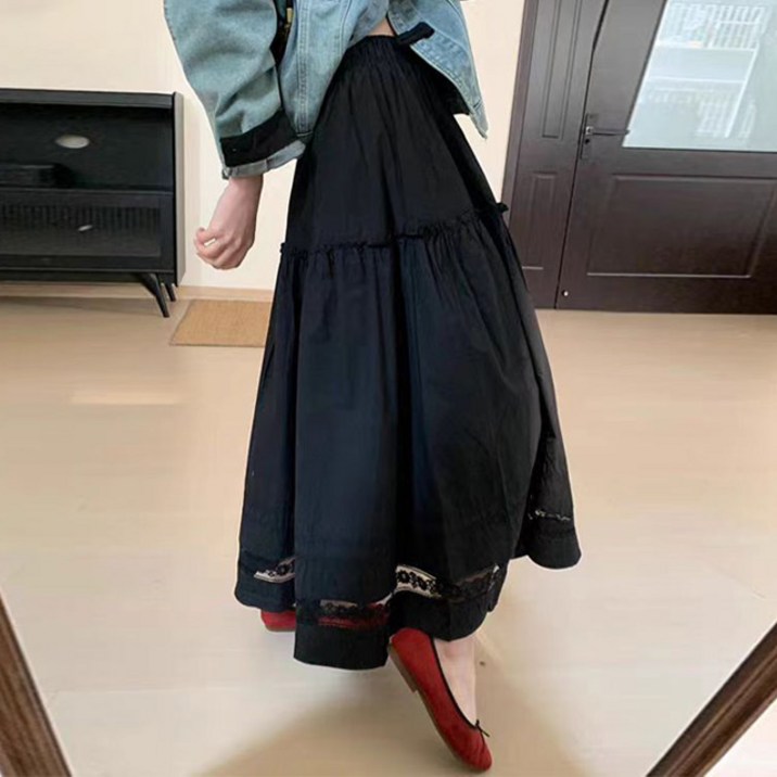 K113 구핀드 빅사이즈여성의류 레이스 포인트 롱스커트 L4XL