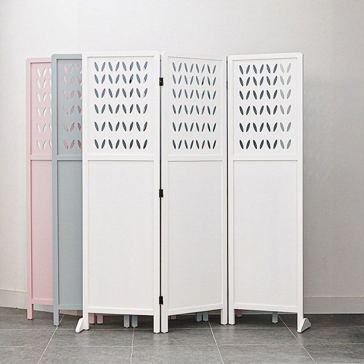 심플리스 잎새 1600 3단 파티션 접이식 이동식 이쁜 귀여운 원목 나뭇잎 가림막 가벽 칸막이, 화이트 3단