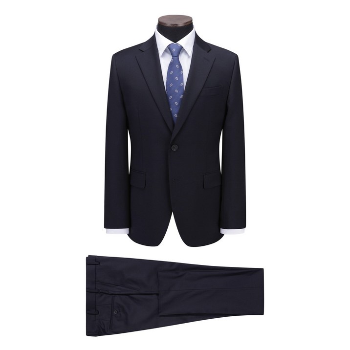 [코오롱 브렌우드] 중년 남성 봄가을 간절기 울 혼방 스판 다크네이비 무지 일반핏 정장 세트