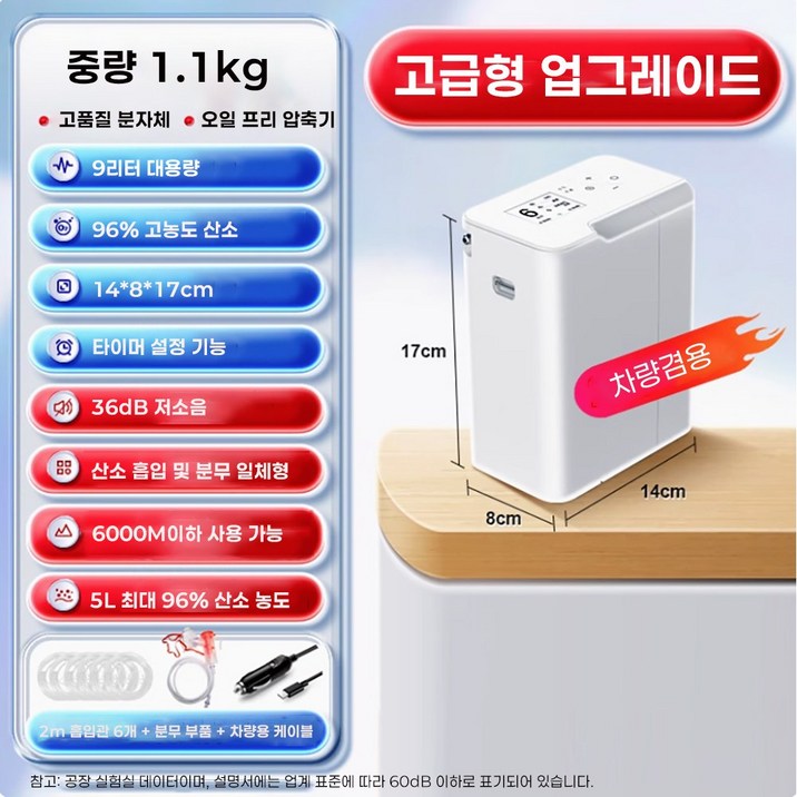 에어젠 휴대용 산소발생기 미니 가정용 차량용 고압 대용량 저소음 산소방 공기정화 노인 강아지 애견, 고급형 업그레이드