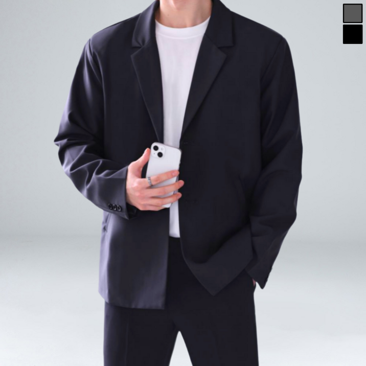 이브 남성용 쿨 세미 오버핏 싱글 블레이저 자켓 빅사이즈 61021