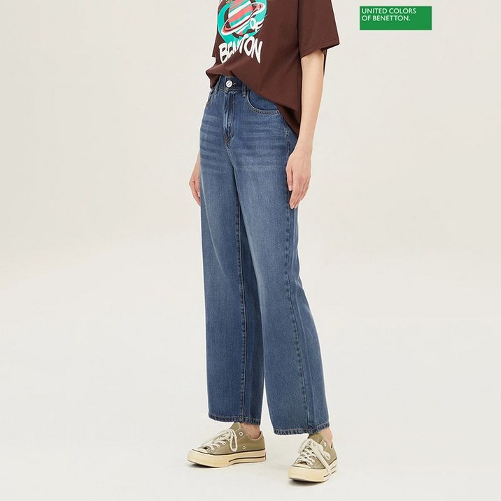 베네통 밴딩 일자핏 데님 팬츠 BADPB2531