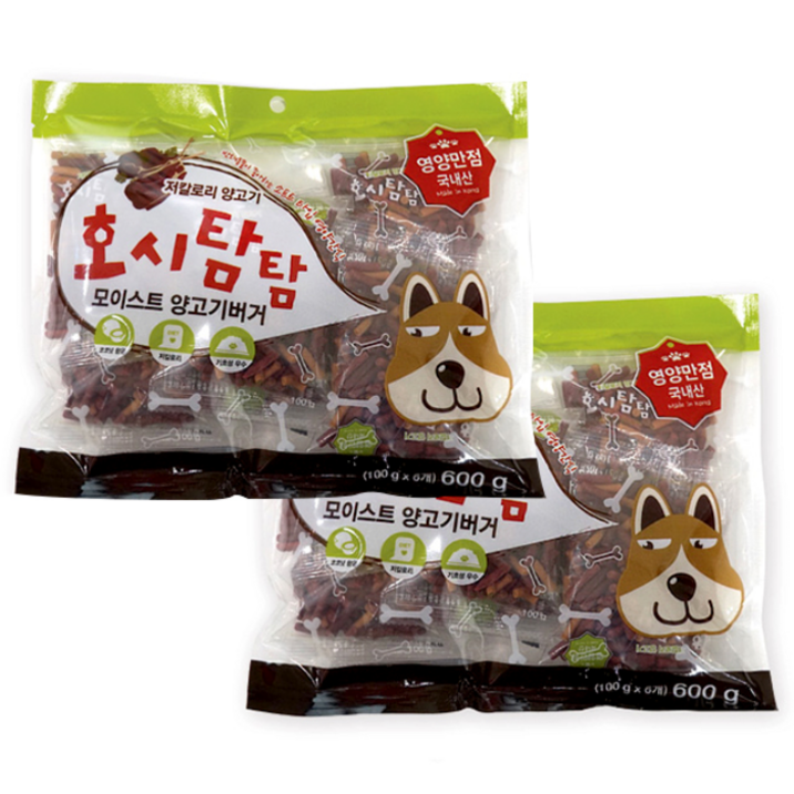 호시탐탐 모이스트 애견간식 져키, 양고기맛, 600g, 2개