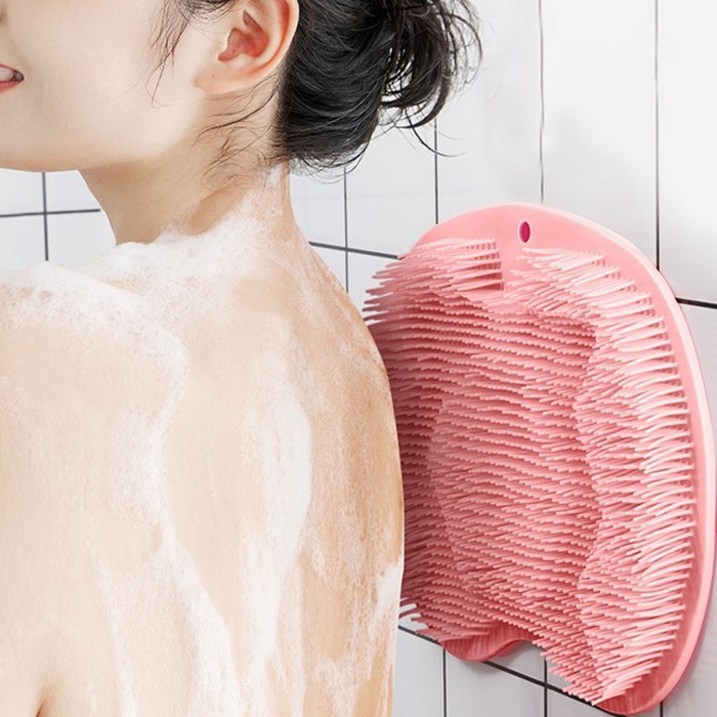 등밀이 마사지 흡착매트 실리콘 발 각질 제거 브러쉬, 핑크, 1개