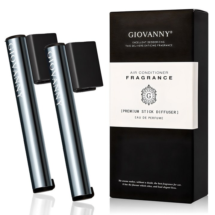 GIOVANNY 차량용 프리미엄 스틱 디퓨저 2개 본품  2g 4개 피코크 블루 리필