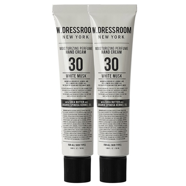 더블유드레스룸 퍼퓸 핸드크림 30 화이트머스크, 2개, 50ml 더블유드레스룸 퍼퓸 핸드크림 30 화이트머스크, 2개, 50ml