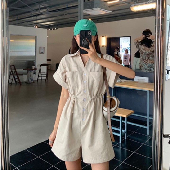 지비비 시원한 린넨 반바지 점프수트