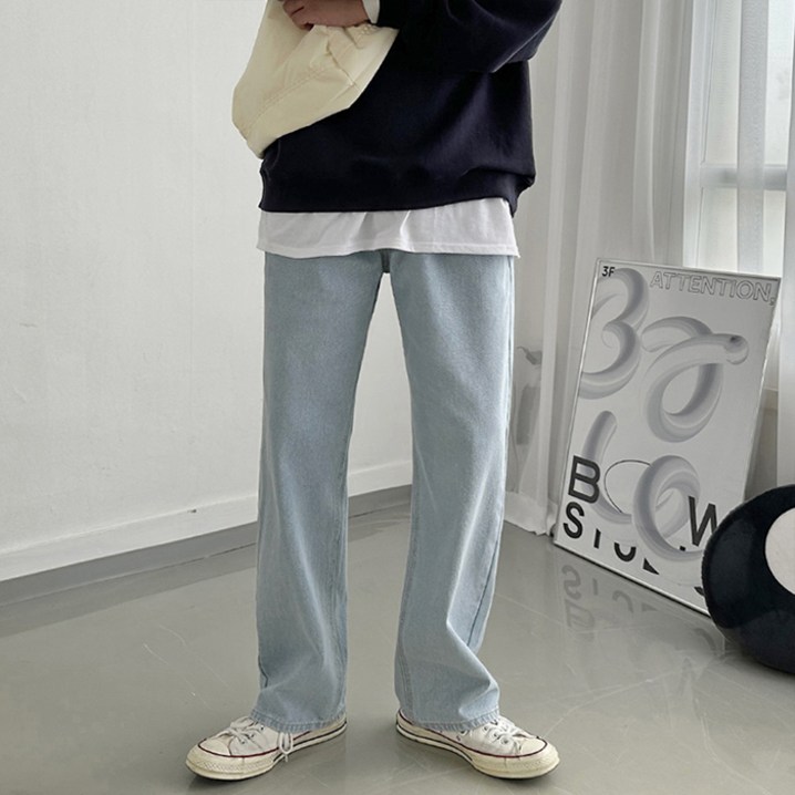 머시따 남성용 뒷밴딩 세미와이드 데님 팬츠