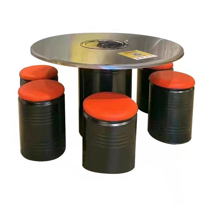 드럼통테이블 바베큐 테이블 산업 스타일 숯불 상업 드럼통 테이블