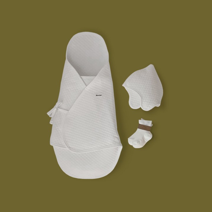 리코타입 꽁세트  겉싸개 모자 양말 3종 구성 여름 신생아 출산준비