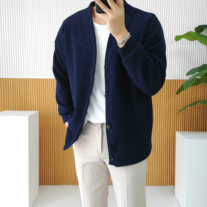 로니제이 남자 드랍 루즈핏 무지 사계절 데일리 가디건