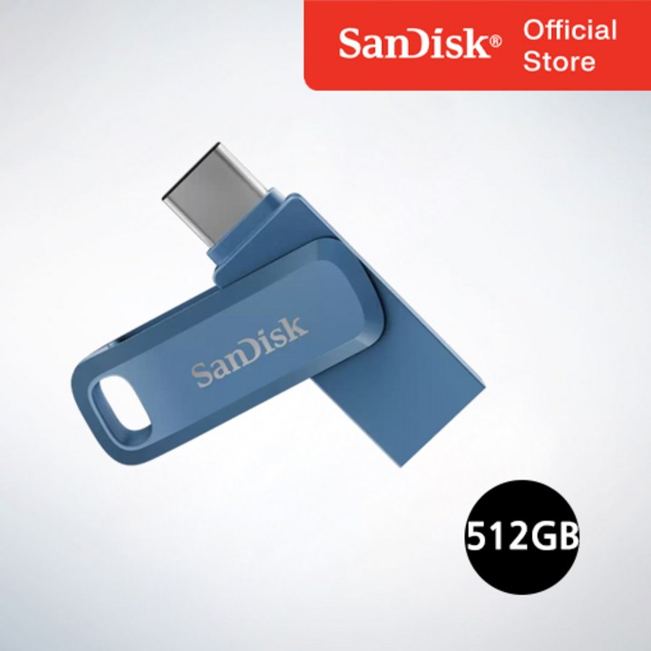 샌디스크코리아 공식인증정품  USB 메모리 Ultra Dual Go 울트라 듀얼 고 TypeC OTG USB 3.1 SDDDC3 512GB 네이비블루
