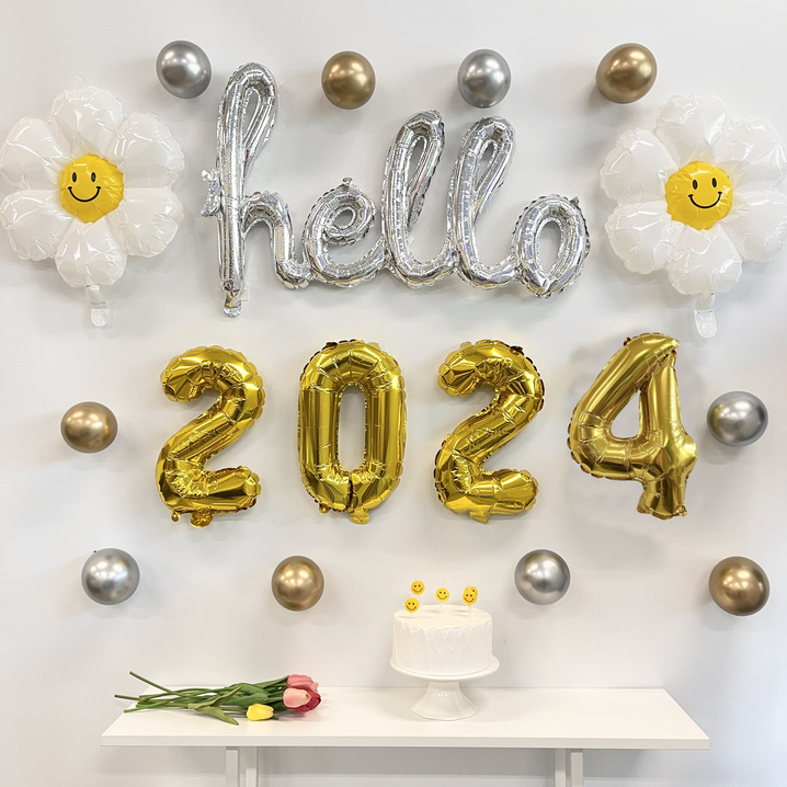 민즈셀렉트 헬로 2023 신년 새해 풍선 파티 해피뉴이어 연말파티 데이지 풍선, 골드2024세트 민즈셀렉트 헬로 2023 신년 새해 풍선 파티 해피뉴이어 연말파티 데이지 풍선, 골드2024세트
