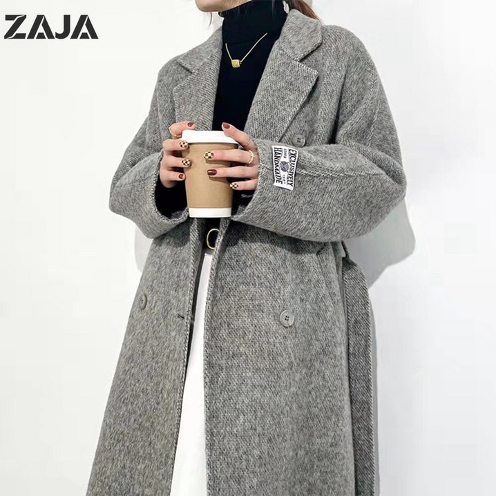 ZAJA 여성 가을 겨울 빅사이즈  모직롱코트