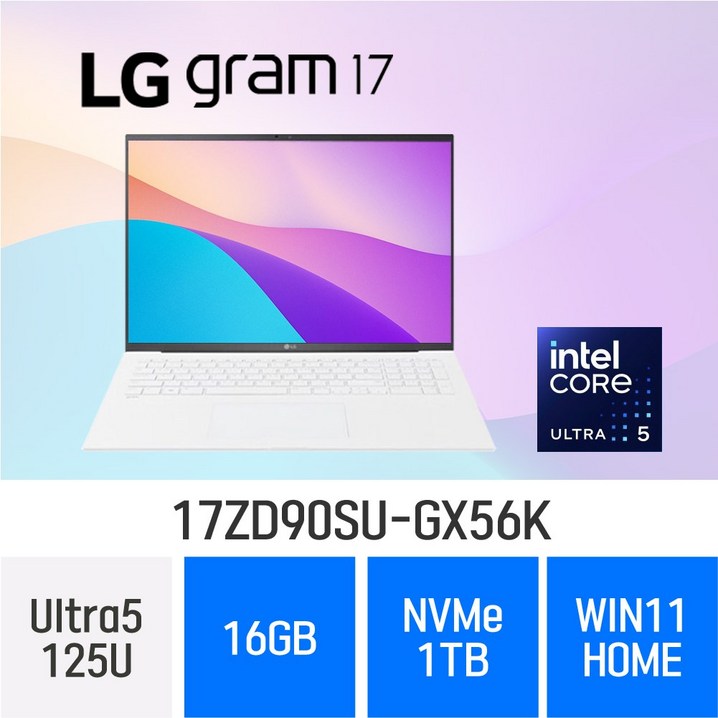 LG전자 2024 그램17 17ZD90SUGX56K, 17ZD90SUGX56K, WIN11 Home, 16GB, 1TB, 스노우화이트