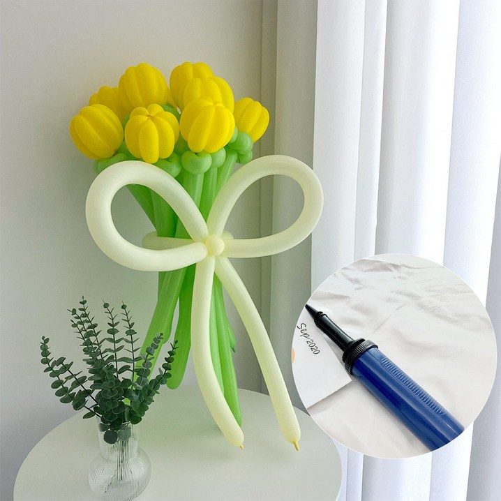 DIY 요술풍선 옐로우 튤립 꽃다발 손펌프 by 파티아일랜드 DIY 요술풍선 옐로우 튤립 꽃다발 손펌프 by 파티아일랜드