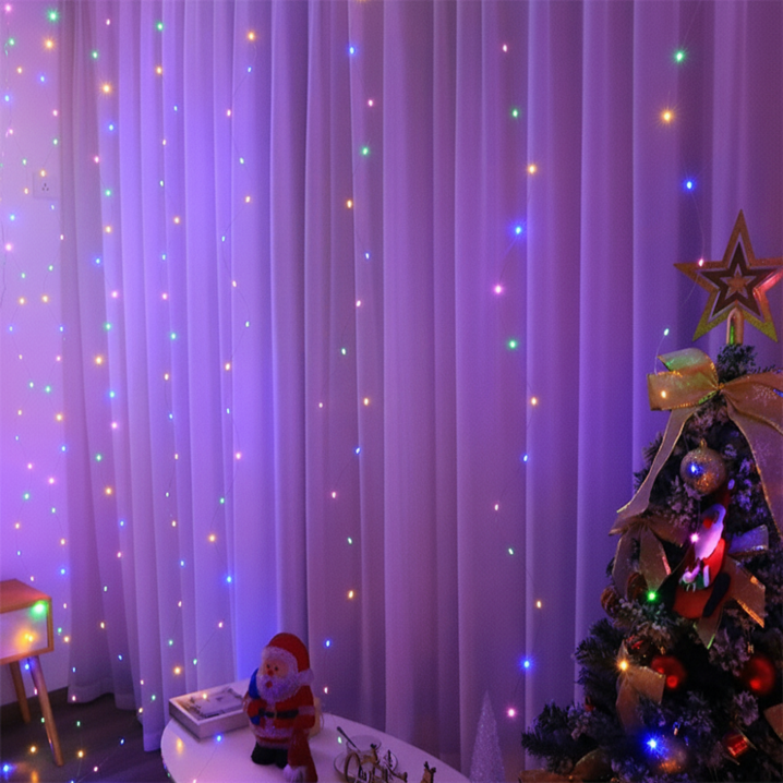 분위기짱 다온미 커튼 줄조명 LED 걸이포함 캠핑 조명 300구 3x3m