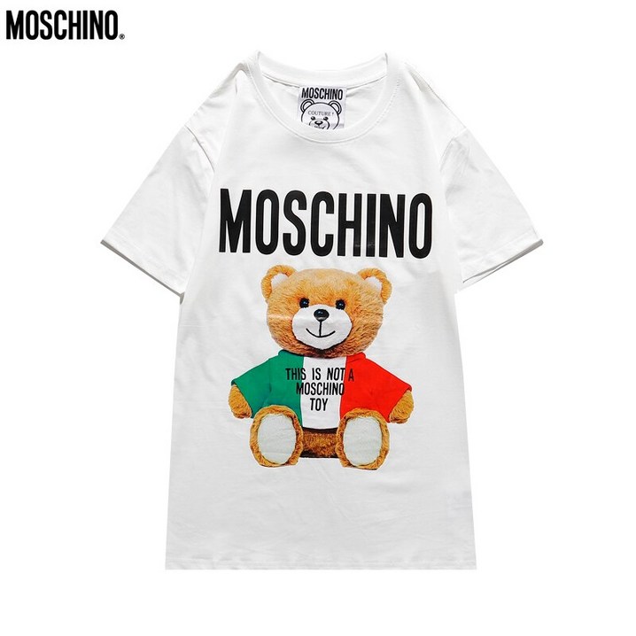 패션 여름 썸머 MOSCHINO 여성 남성 T-셔츠 캐주얼 베어 인쇄물 짧은 소매 탑 O-목면 셔츠 레이블