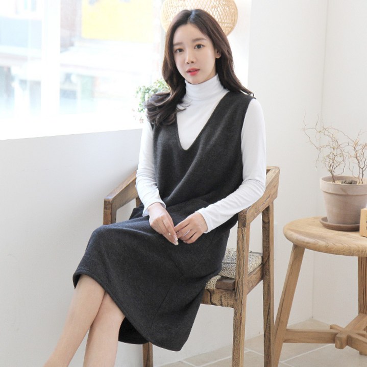 세이스타일 톡톡 조끼 포켓 원피스
