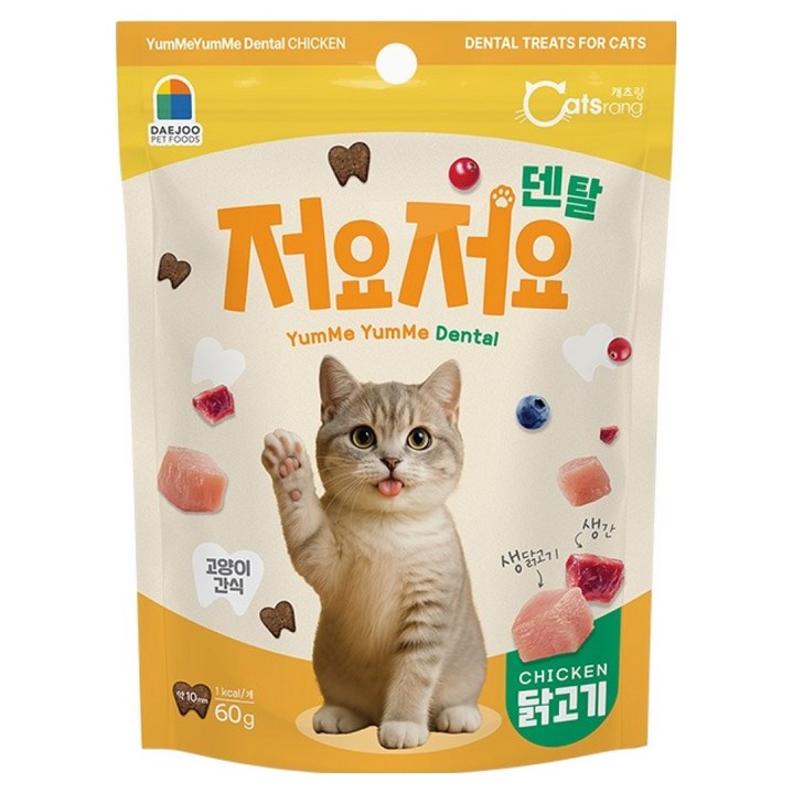 캐츠랑 고양이 저요저요 덴탈 간식, 1개, 60g, 닭고기
